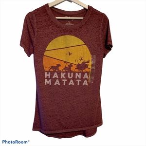 Disney women’s small lion king hakuna matata burnout tee crew neck sun pumba